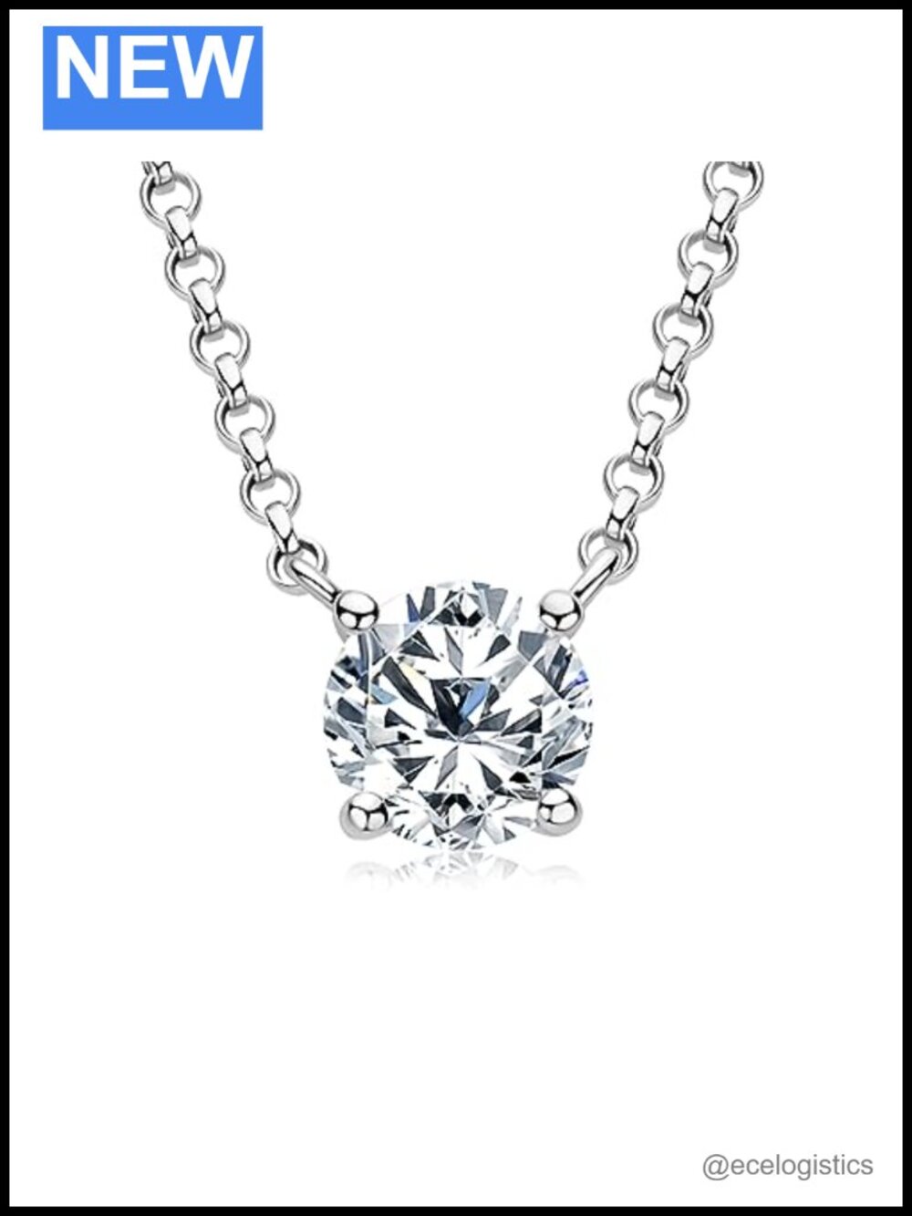 1 Carat Moissanite Pendant Necklace 925 Sterling Silver Adjustable 16"+2"